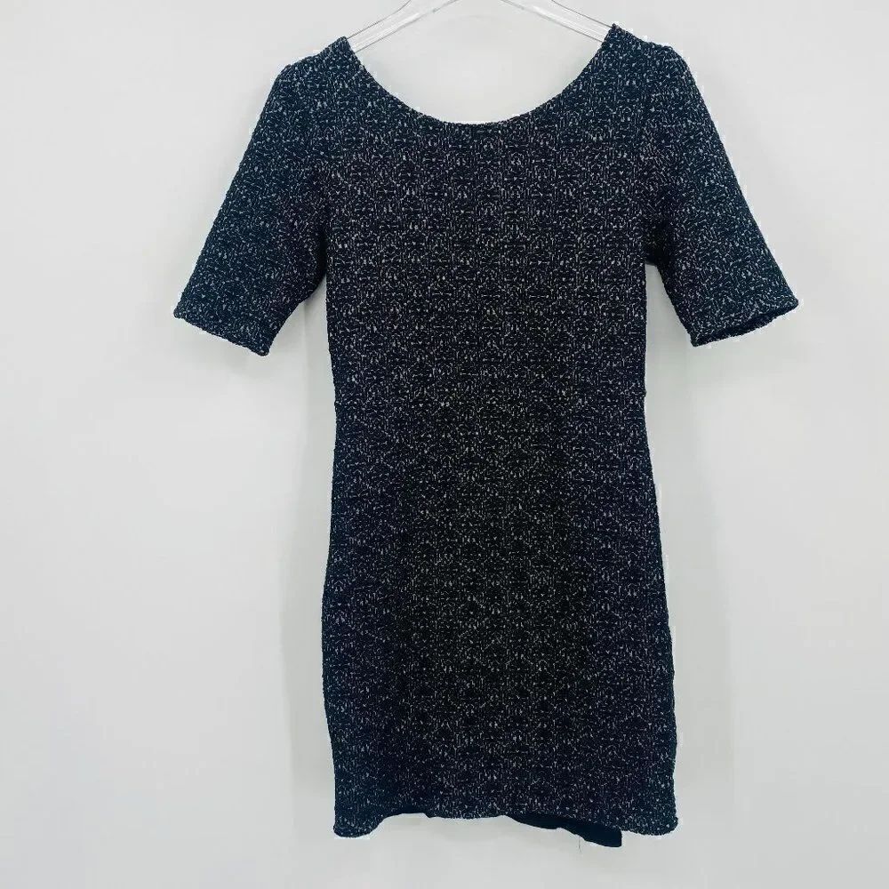 Free People Size Medium Black & Gray Scoop Back Stretch Bodycon Mini Dress